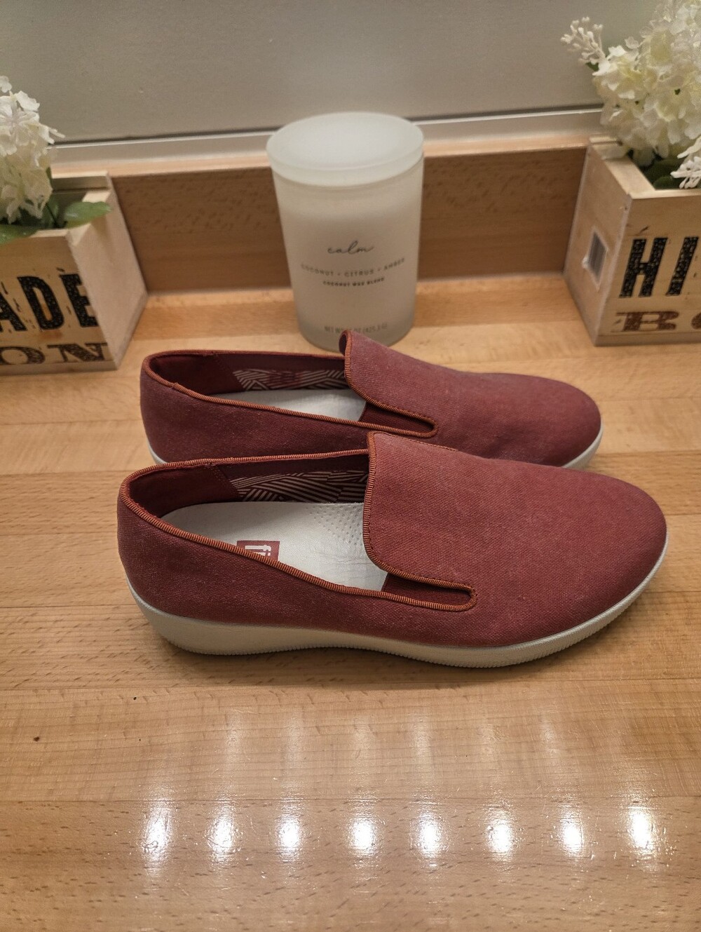 FitFlop SuperSkate Slip-on Shoes Brick-Red Canvas Women's Size 7